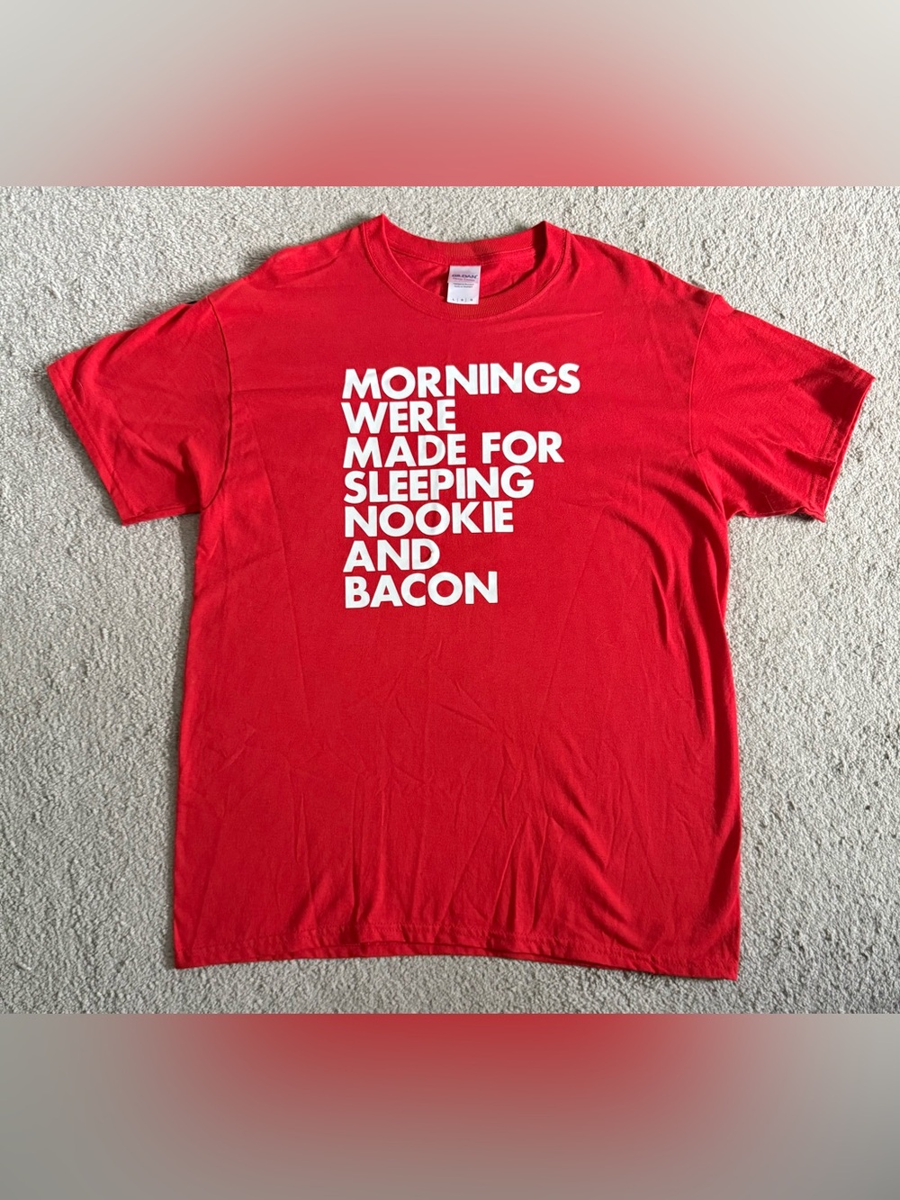 Gildan Red Short-Sleeve Tee with White Block Text